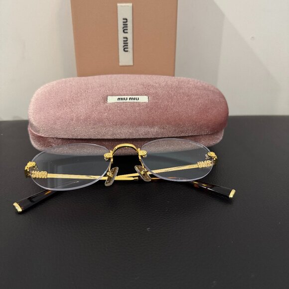Miu Miu Luxury Rimless Gold Eyeglasses Minimal Fashion Frame main image 5